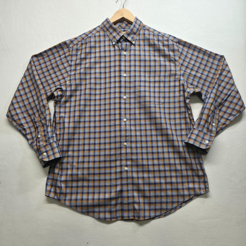 Roundtree & Yorke Gold Label Men Non-Iron Perfect Performance Dress Shirt Sz L